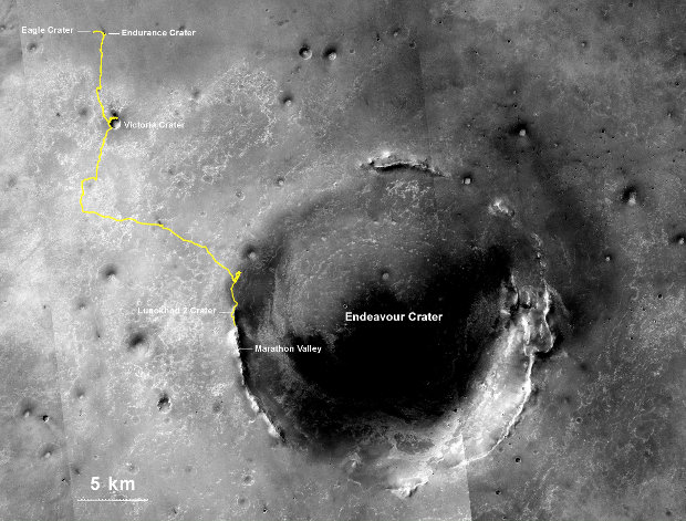 The road covered by the Mars Rover Opportunity (Image NASA/JPL-Caltech/MSSS/NMMNHS)