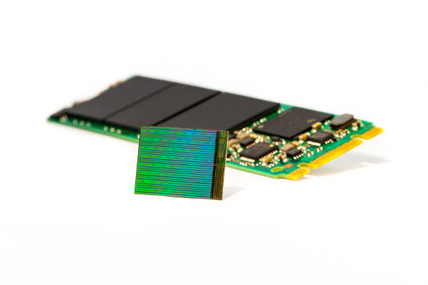 A 3D NAND Die with an M.2 SSD (Image courtesy Intel. All rights reserved)