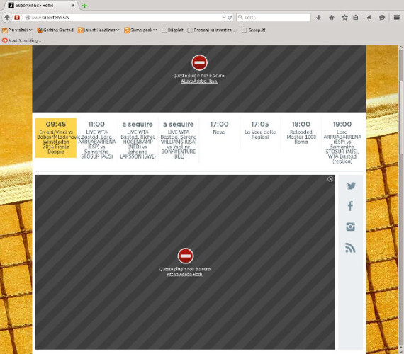 Flash elements in a website blocked by Firefox