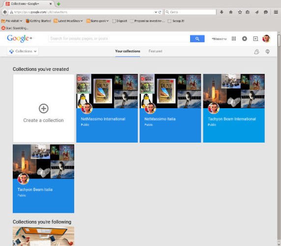 The Collections section in Google+