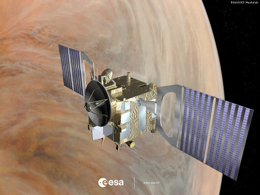 Artistic concept of ESA Venus Express space probe orbiting Venus (Image ESA)