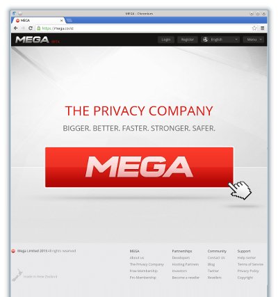 Mega home page