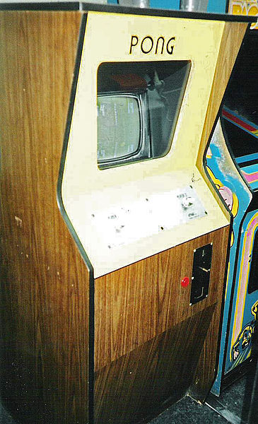 The cabinet version of the videogame Pong