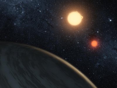 Artistic concept of the Kepler16 binary system (image NASA/JPL-Caltech/T. Pyle)