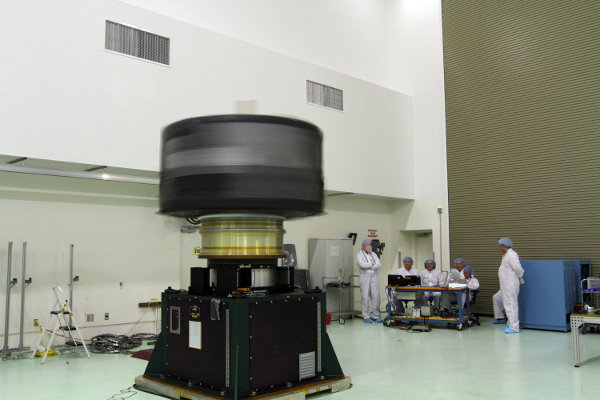 One of the two twins spacecrafts Radiation Belt Storm Probes during a test (Photo NASA/Charisse Nahser)