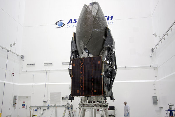 The TDRS-K satellite in a processing hangar before its launch (Photo NASA/Jim Grossmann)