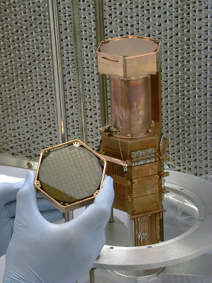 Closeup of a CDMS detector (Photo Fermilab)