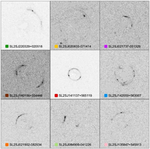 Images of galaxies taken using gravitational lenses (Image Yashar Hezaveh/Laurence Perreault Levasseur/Phil Marshall/Stanford/SLAC National Accelerator Laboratory; NASA/ESA)