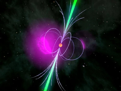 Artistic concept of a gamma-ray pulsar such as J1838-0537 (Image NASA/Fermi/Cruz de Wilde)