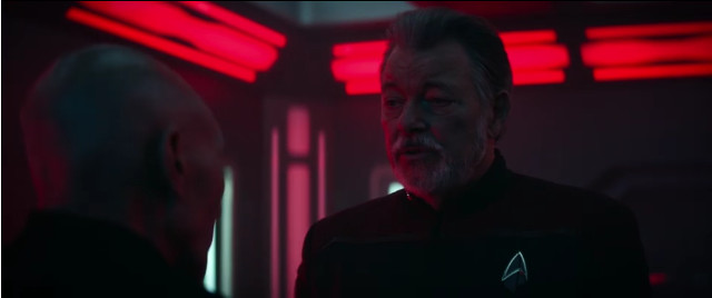 Jean-Luc Picard (Patrick Stewart) and William Riker (Jonathan Frakes) in No Win Scenario (Image courtesy Paramount+ / Amazon Prime Video)