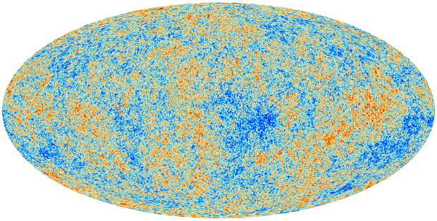 Map of the cosmic microwave background radiation created with the Planck space telescope (Image ESA and the Planck Collaboration)