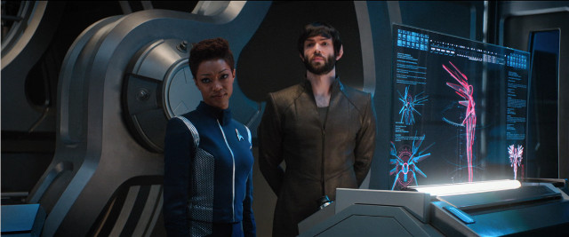 Michael Burnham (Sonequa Martin-Green) and Spock (Ethan Peck) in Project Daedalus (Image courtesy CBS / Netflix. All rights reserved)