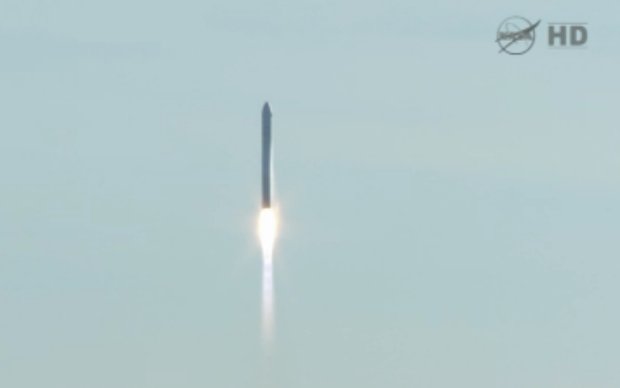 Orbital Sciences Cygnus spacecraft atop an Antares rocket right after lift-off (Image NASA TV)