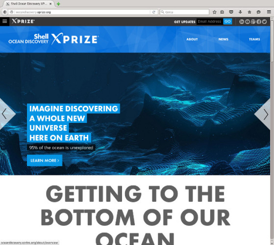 The home page of the Shell Ocean Discovery XPRIZE website