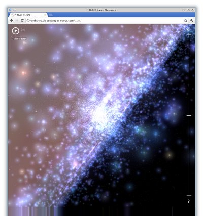 Screenshot from the 100,000 Stars application in Google Chrome