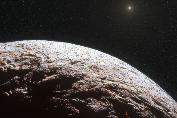 Artistic impression of the dwarf planet Makemake surface (Image ESO/L. Calçada/Nick Risinger)