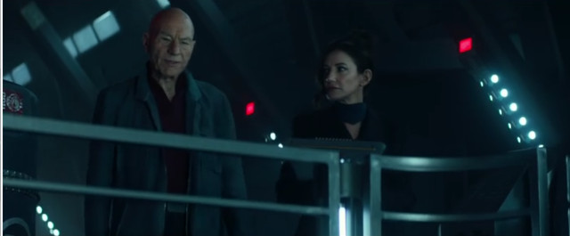 Jean-Luc Picard (Patrick Stewart) and Tallinn (Orla Brady) in Fly Me to the Moon (Image courtesy Paramount+ / Amazon Prime Video)