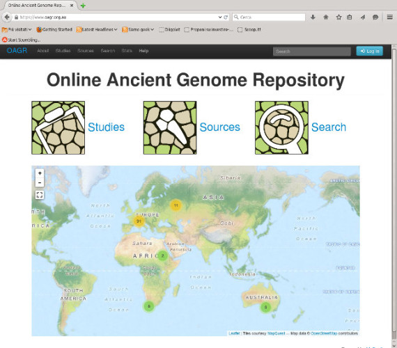 The Online Ancient Genome Repository (OAGR) website home page