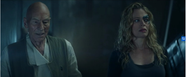 Jean-Luc Picard (Patrick Stewart) and 7 di 9 (Jeri Ryan) in Et in Arcadia Ego, Part 1 (Image courtesy CBS All Access / Amazon Prime Video)