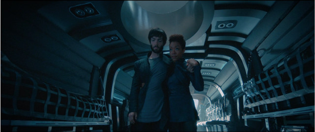 Spock (Ethan Peck) and Michael Burnham (Sonequa Martin-Green) in If Memory Serves (Image courtesy CBS / Netflix. All rights reserved)