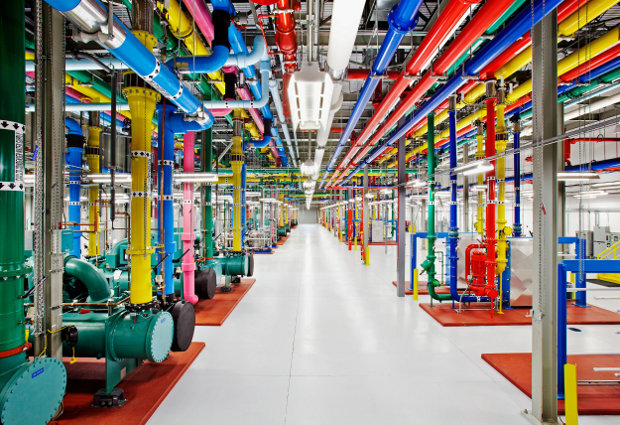 A server room in Google data center in Council Bluffs, Iowa (photo courtesy of Google/Connie Zhou. Unauthorized use is not permitted)